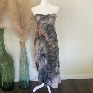 Black and Tan Asymmetrical Maxi Dress for Night Out